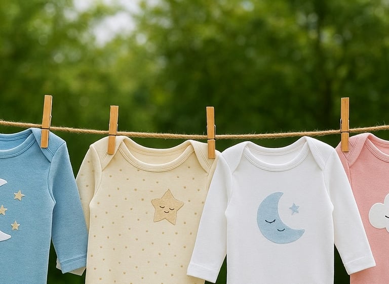 KKChildren onesies handing on a line