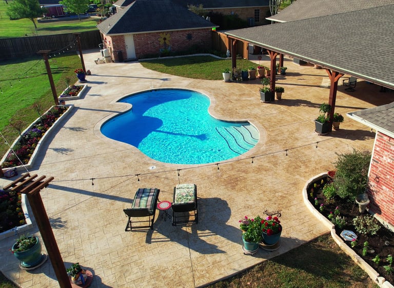 Pool with Patio Aerial View
