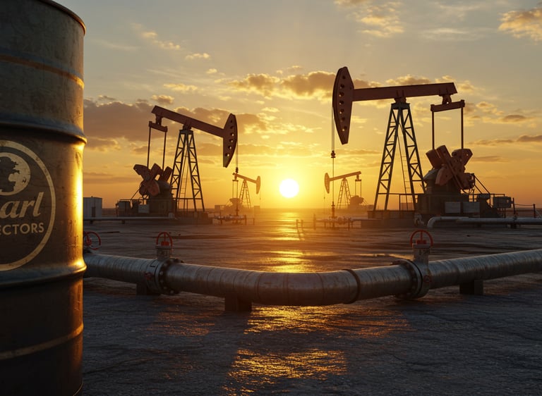 oil pumps in the middle of a sunset