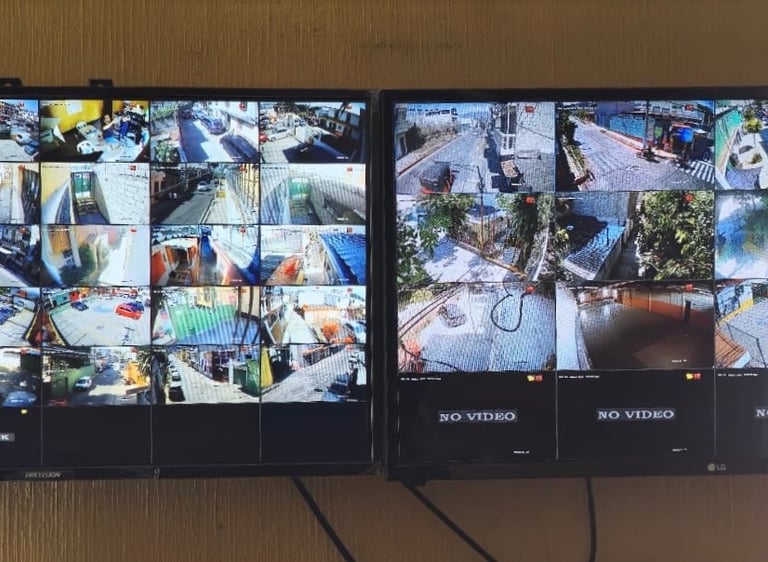 Pantallas para CCVT mostrando la imagen de las cámaras de vigilancia