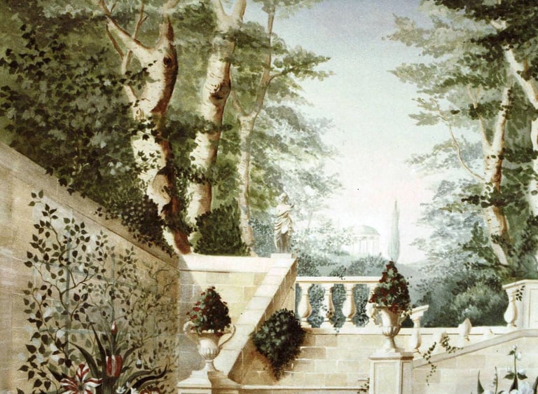 Fresque intérieure réalisée par l'artiste France CRUSE dans un grand hôtel parisien.