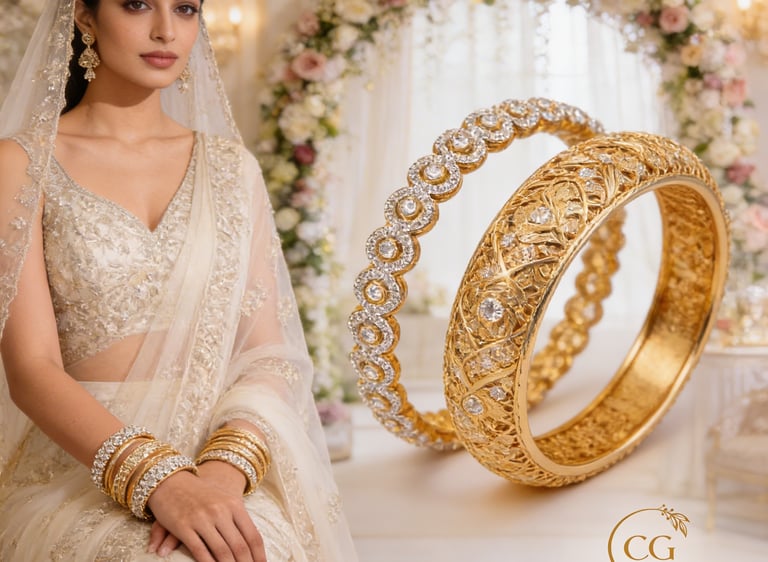 citygoldjewellerybangles.in - 18Carat Gold plated Bridal wear bangles for women, bridal sets with AD