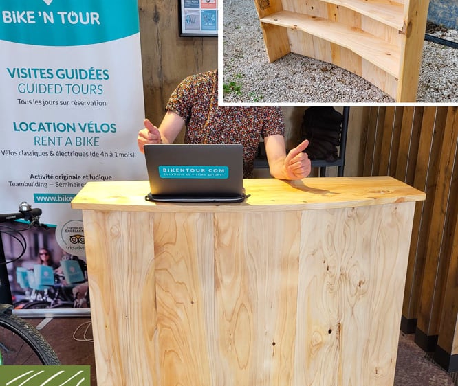 comptoir d'accueilen pin