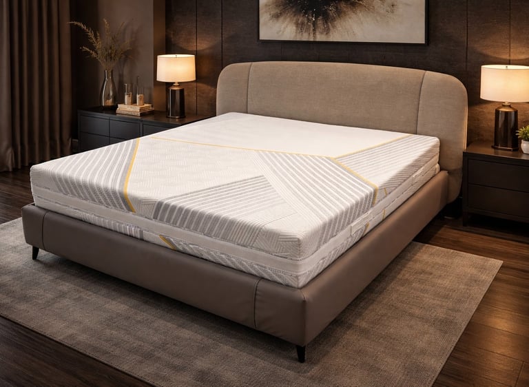Materasso Supreme Corrado su letto matrimoniale imbottito in camera moderna