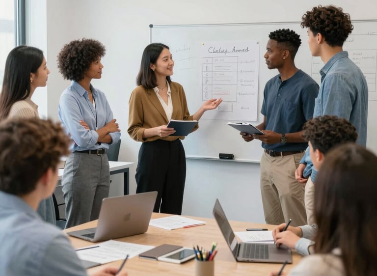 a man riding a skateboard down a street next to tall buildings