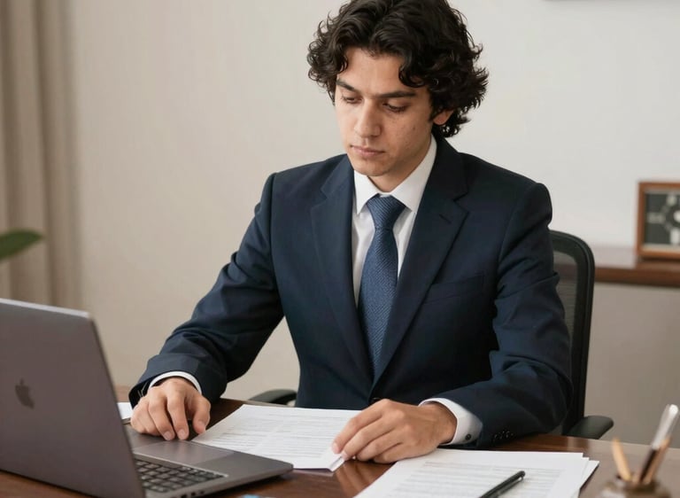 A professional stamping a document with an official apostille seal.