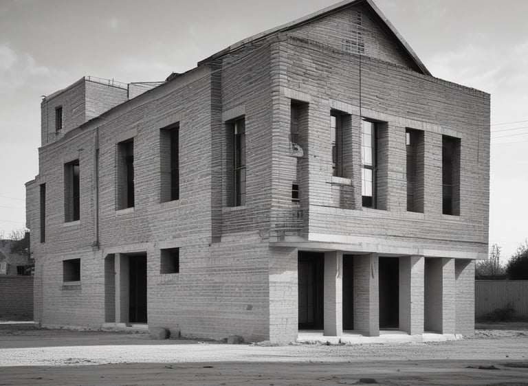 Steel framework of a conventional building structure under construction.