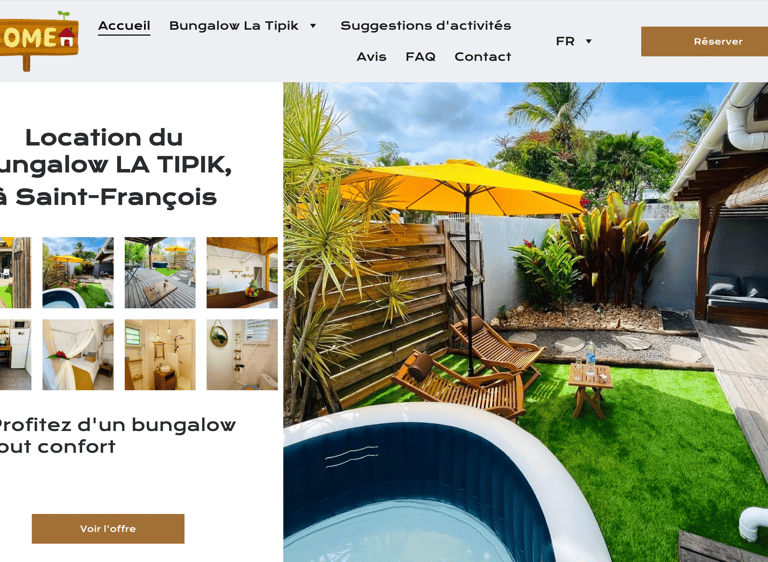 Bungalow à louer à Saint-François avec terrasse privée équipée d'un jacuzzi