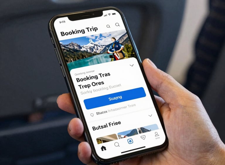 Close-up of a hand clicking 'add to cart' button on a travel booking website.