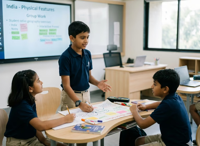 kids discussing in class