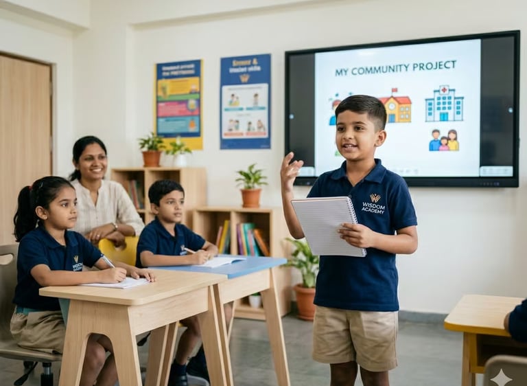 Boy speaking confidently