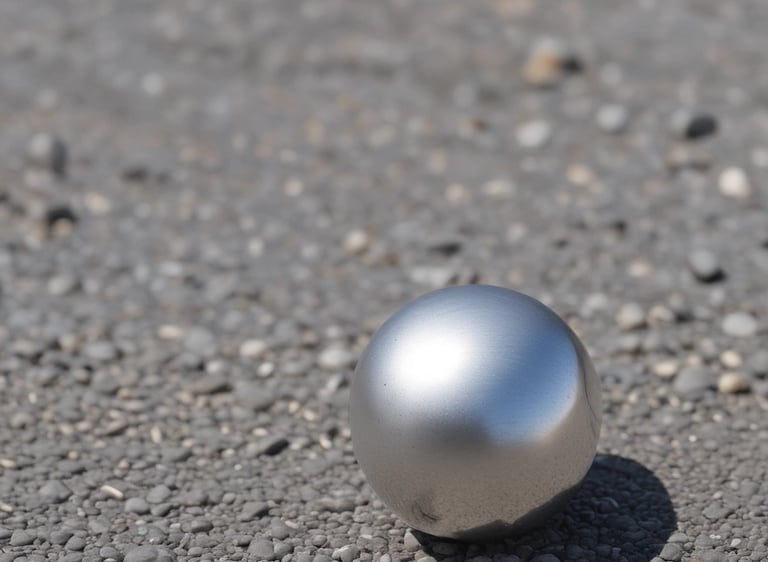 A group of friends enjoying a sunny afternoon playing petanque on a sandy court with bamboo accents.