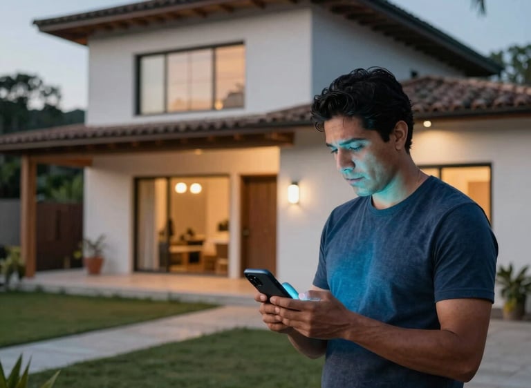 A multigenerational family using smartwatches and mobile devices subtly showing digital indicators in a warm home setting.