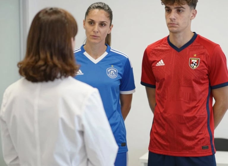 A modern, clinical setting showing a physician reviewing sleep data with a high-performing executive.