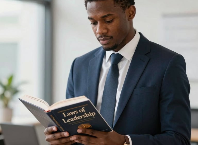 A person reading a leadership ebook on a tablet in a cozy workspace.