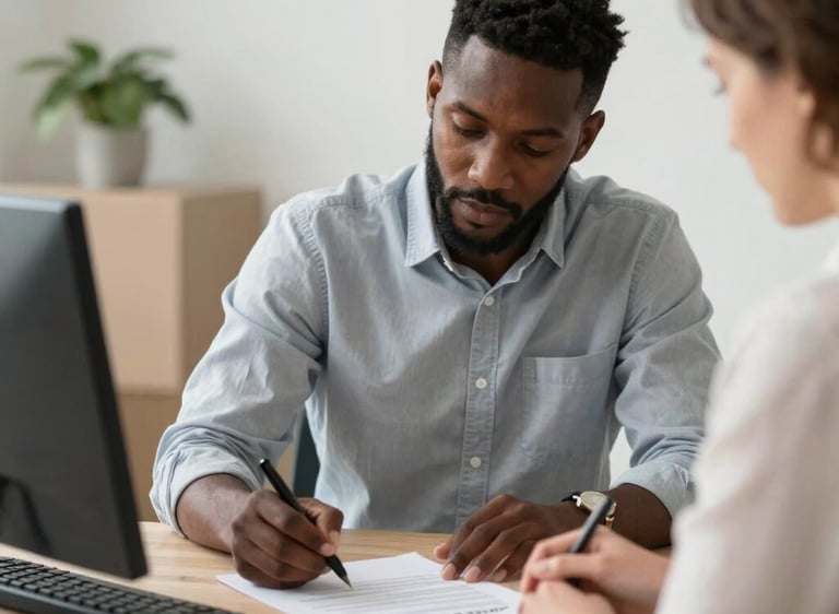 A minimalist black and white illustration of a business strategy meeting with charts and laptops.