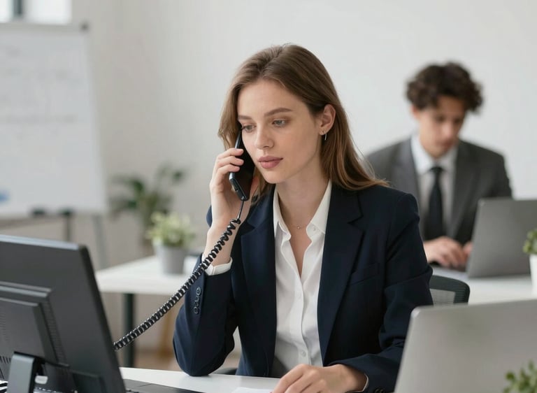 Team member inspecting a component with precision tools.