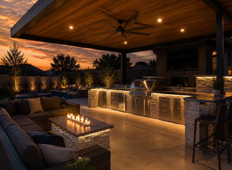 Covered patio and outdoor kitchen build