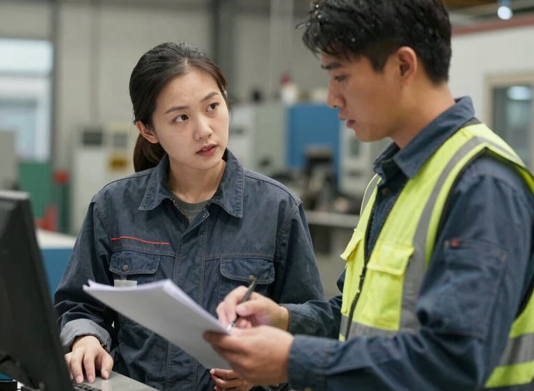 A waste disposal consultant helping with an inspection