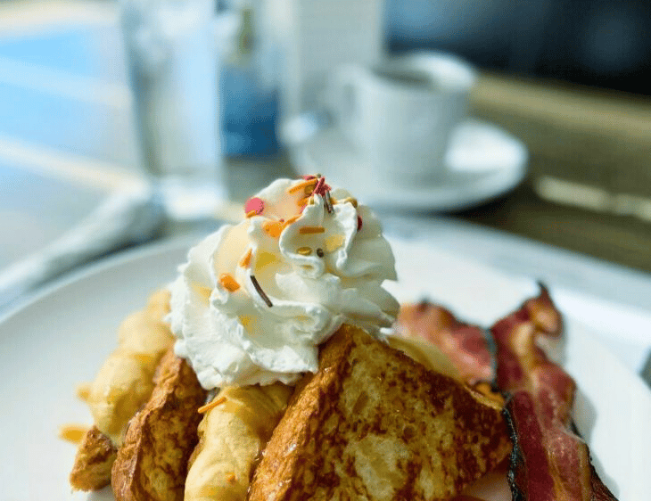 brioche french toast served with bacon or links