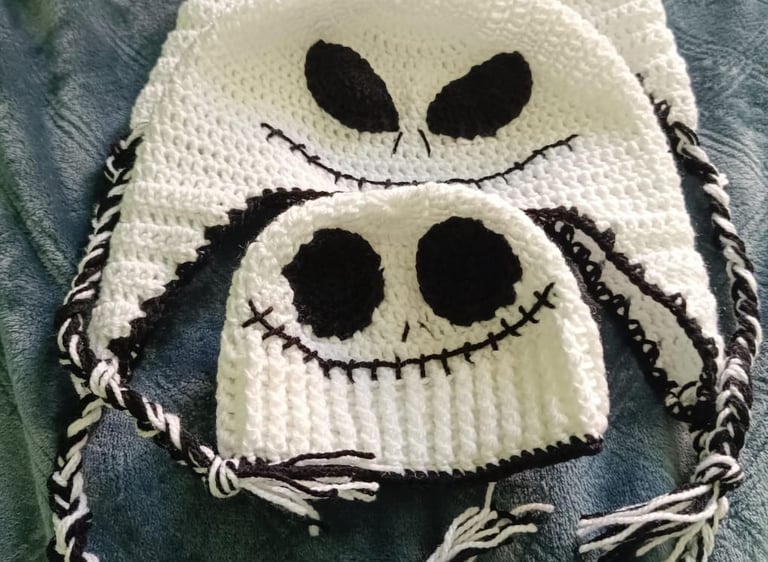 Gorro de crochet de jack skellington el extraño mundo de Jack