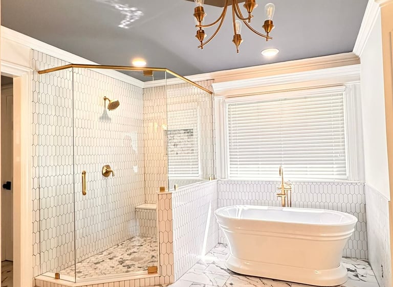 Bathroom upgrade with freestanding tub and glass shower in Marietta, GA