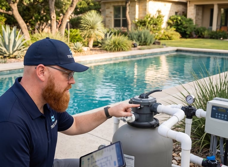 Pool equipment walkthrough during Pool School in Round Rock TX