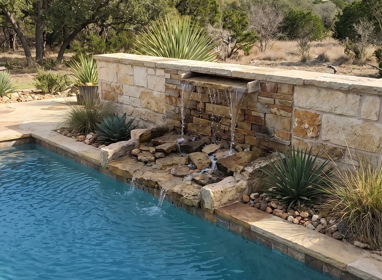 Weak pool water feature needing repair in Round Rock TX