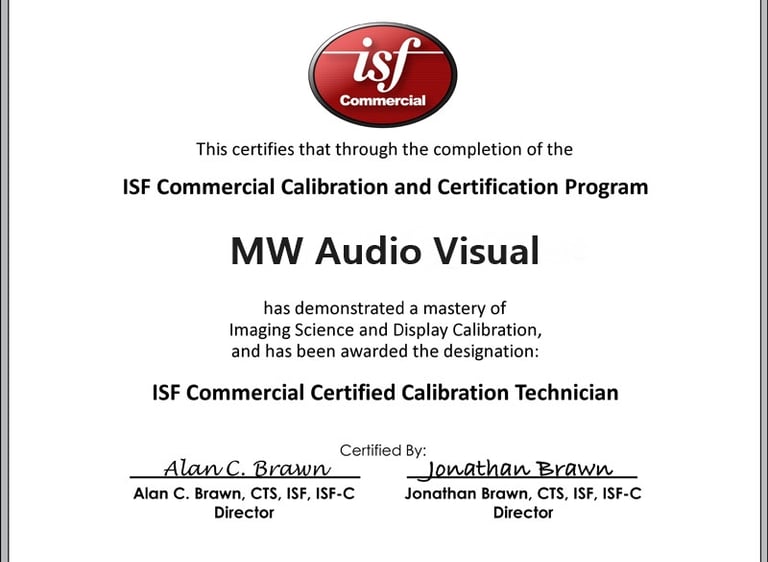 ISF Calibration Certification Michael Warren