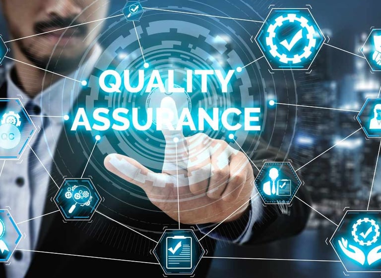 a man in a suit is holding a quality assurance assurance assurance assurance assurance assurance assurance