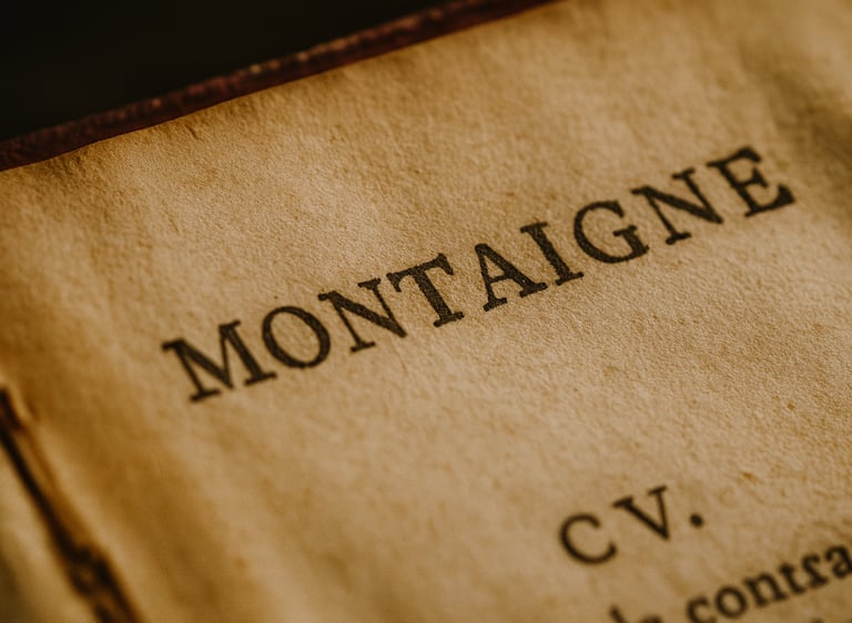 a page from a very old book with Montaigne’s name