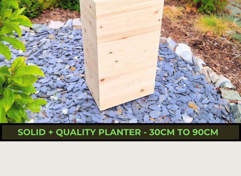 tall wooden planter made from natural wood handmade quality wood  