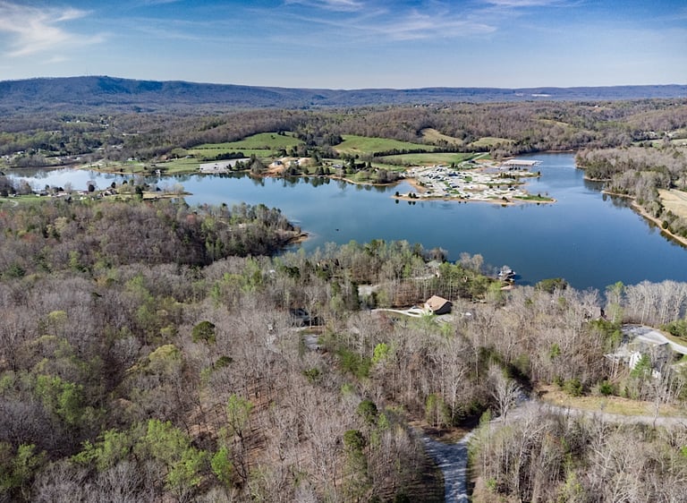 Rockwood, TN lake from drone