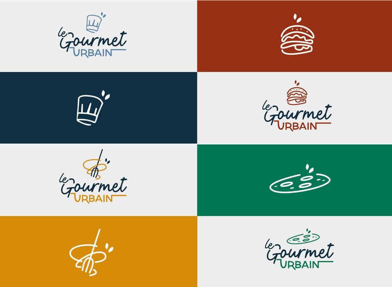 Logo - identité visuelle - illustrations- restaurant - Le Gourmet Urbain - Amy atelier graphique