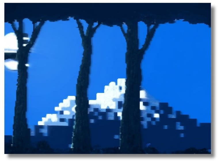 Primeiro veio a Dragonfly, Jogo de 1988 com 3 arvores e ao fundo montanhas
