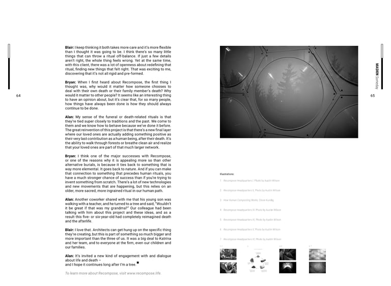 A magazine spread with a photo of a hexagonal machine