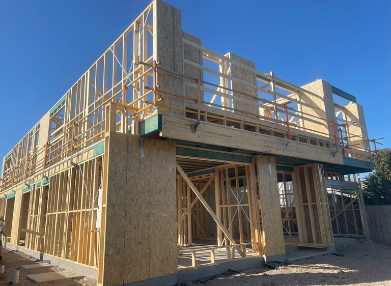 Frame underway by Dylan Ludbrook Carpentry in Geelong