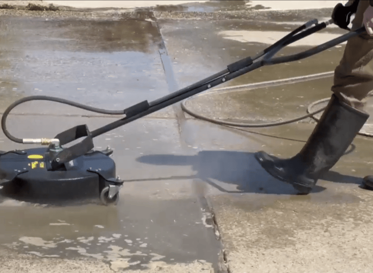 cleaning a driveway with a surfacecleaner