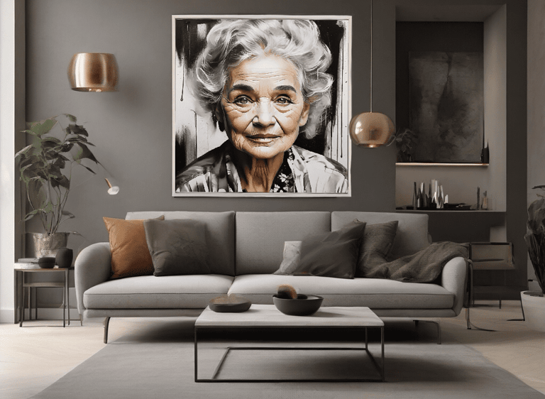 Vínculos familiares representados em quadros, tornando cada ambiente mais acolhedor.