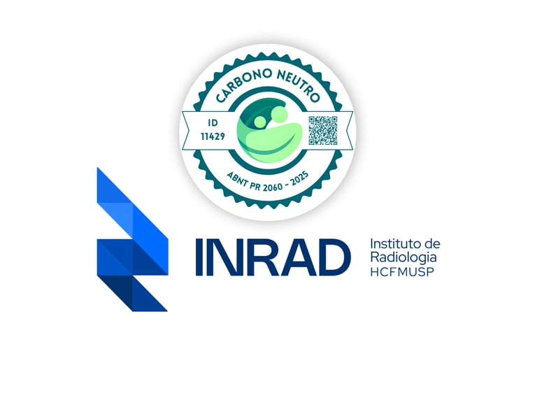 INRAD Institute of Radiology HCFMUSP logo with a Carbono Neutro ABNT PR 2060 certification seal.