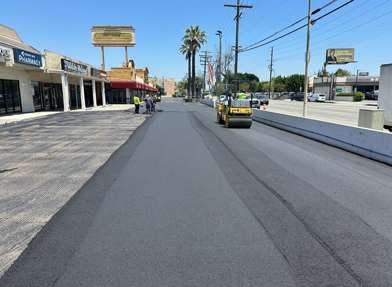 New overlay on asphalt road