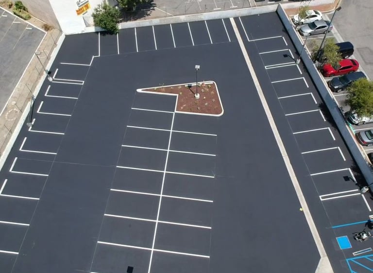 Newly striped parking lot