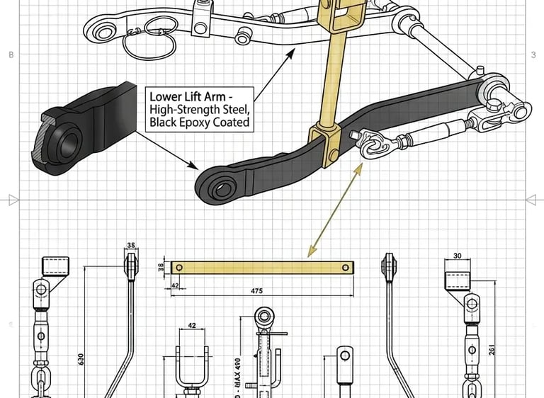 3 point linkage parts, tractor linkage system, tractor hitch components