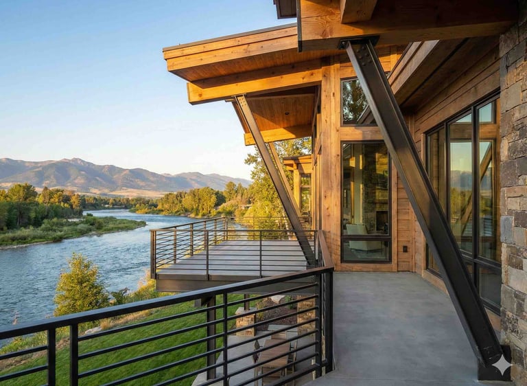 Custom metal outdoor roof beams, Missoula county