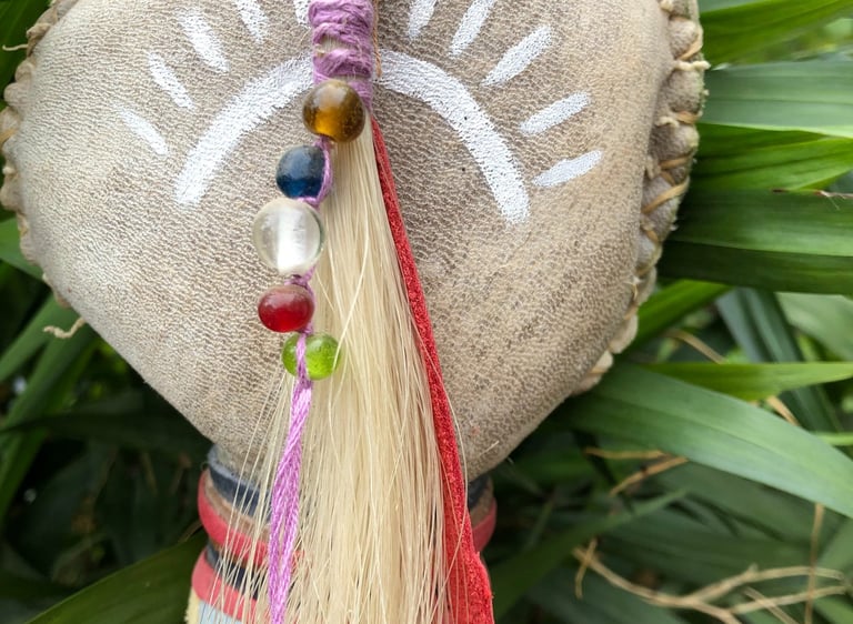 Shamanic Rattle Elder Wood and Deer Hide Staff