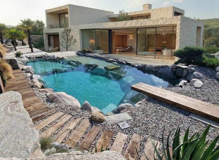 villa prefabbricata in pietra con piscina rocks design modello caraibi su roma
