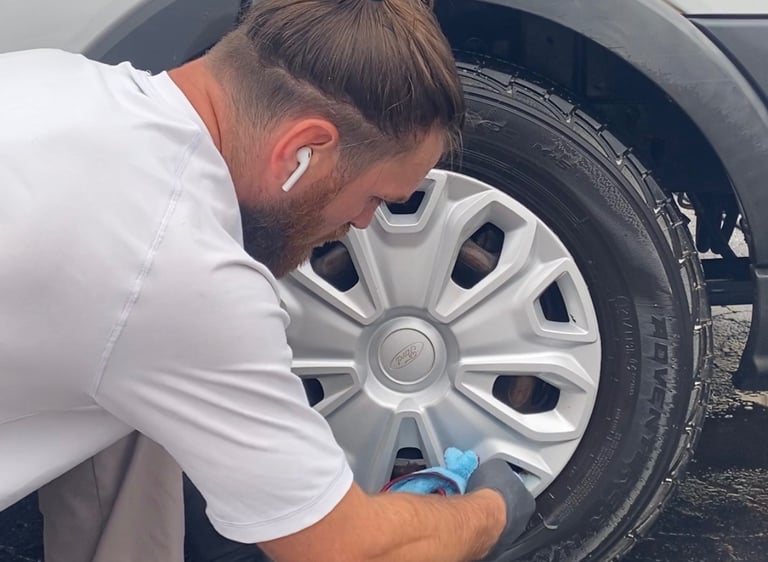 Jody cleaning a wheel