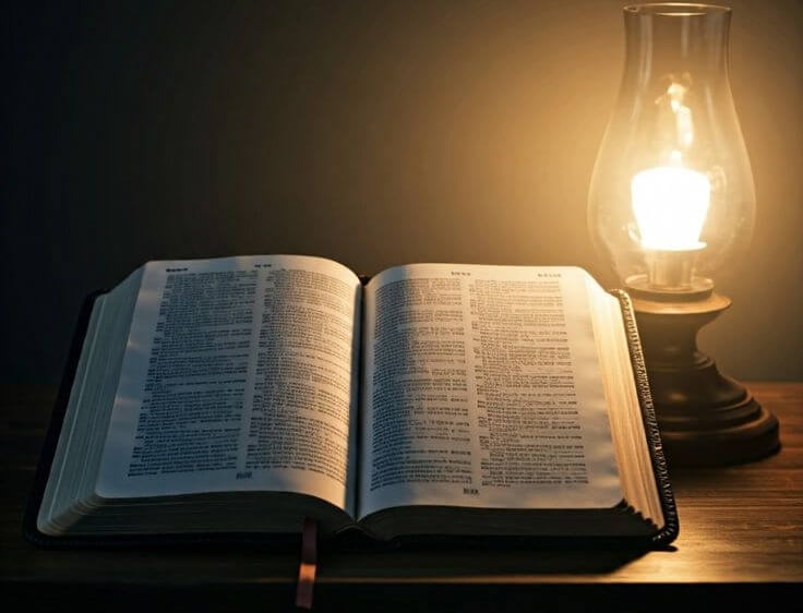 Bible images under light