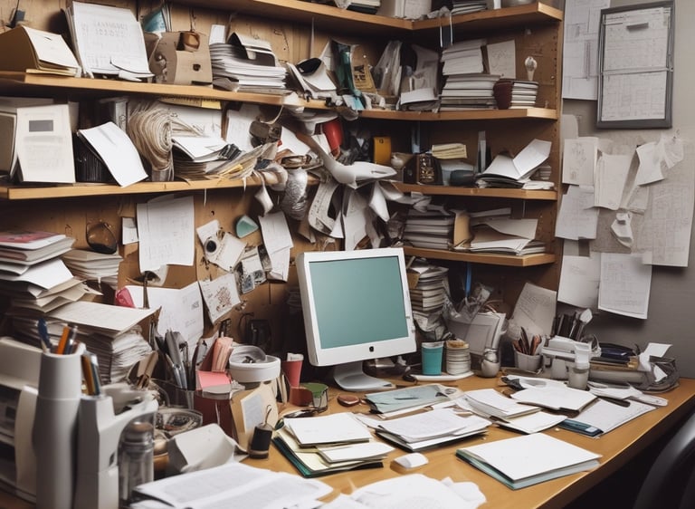 messy office cubicle