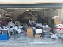 junk piled in garage